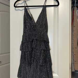 Lulu's Black and Silver Tiered Mini Dress